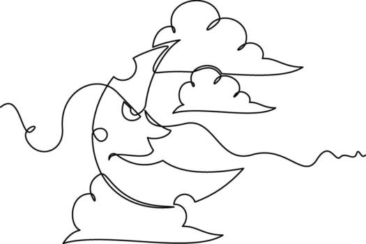 one line art Crescent moon illustration. line art, one continuous line, simple, hand drawn and sketch style. for icons, symbols, signs or logos. vector