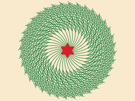 Green spiral design with red star vector