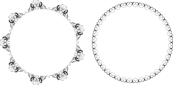 frame collection frames black on a white background , rounds vector