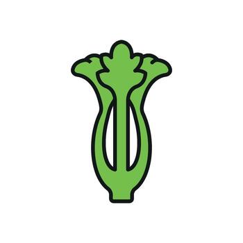 Celery icon in outline with color accent representing fresh vegetable and nutrition projects. vector