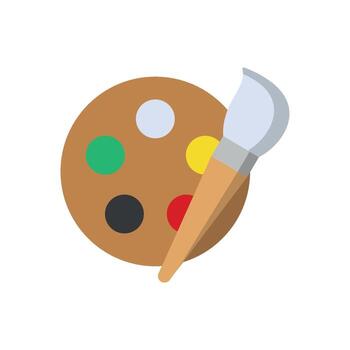 Paint brush and palette icon in color style for creativity, art, and design projects. vector