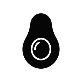 Black Avocado Icon with Pit Hole on White Background for Digital Projects vector