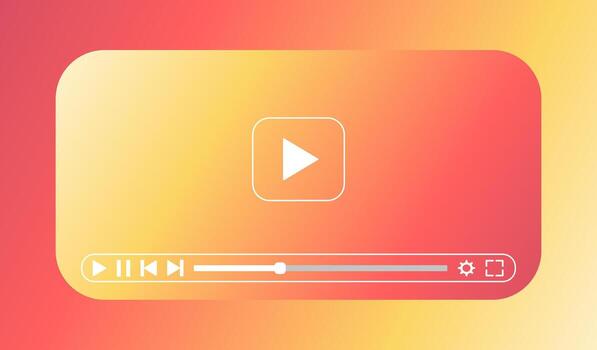 Bright gradient media player with white minimal buttons and slim progress bar. Stylish and modern layout, perfect for apps, creative projects, and digital presentations. vector