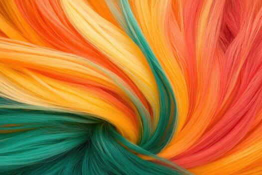 Vibrant strands of colorful hair in a swirl pattern photo