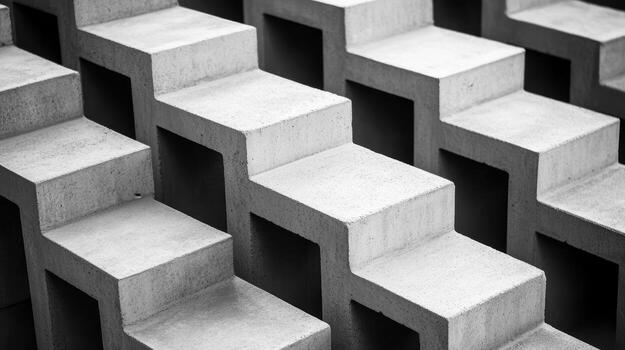 Unique design of concrete stairs in artistic arrangement photo