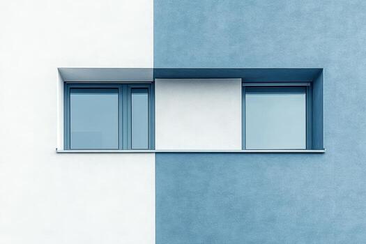 Modern building facade with contrasting colors and windows photo