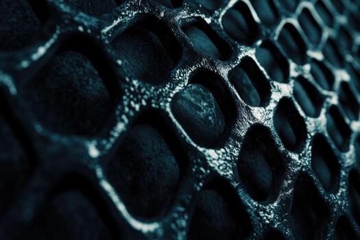 Detailed close-up of metallic mesh pattern at night photo