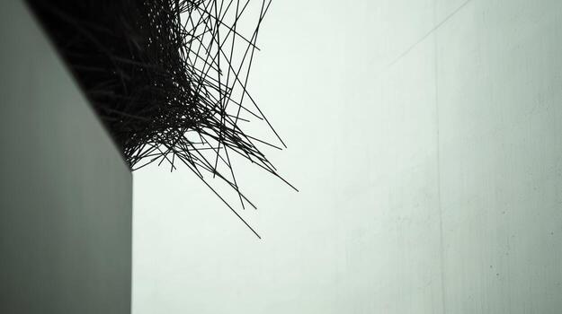 Creative art installation features dynamic lines and shapes photo