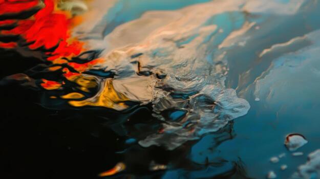 Water reflections showing vibrant colors in a serene setting photo