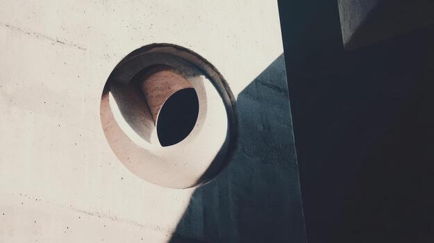 Abstract architectural design featuring unique circular opening photo