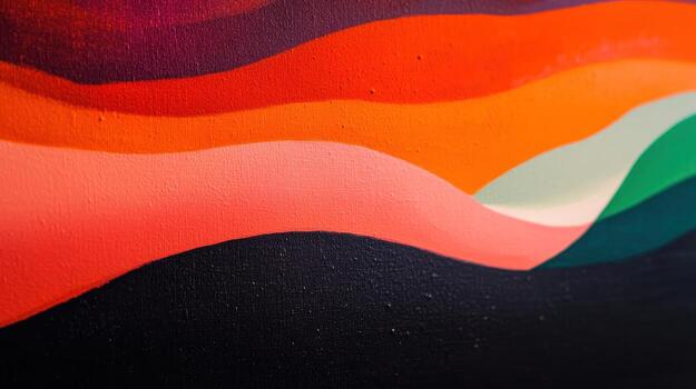 Abstract art featuring vibrant wavy patterns on canvas photo