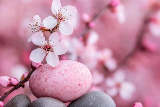 flores y de colores piedras crear un sereno primavera escena foto