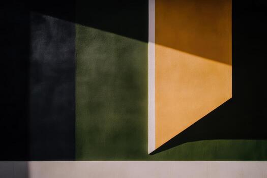 Bright geometric shapes create shadows on a textured wall photo