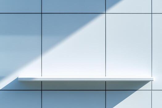 Clean modern wall with shadow and minimal shelf design photo