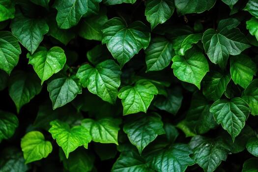 Lush green ivy leaves create a natural backdrop in spring photo