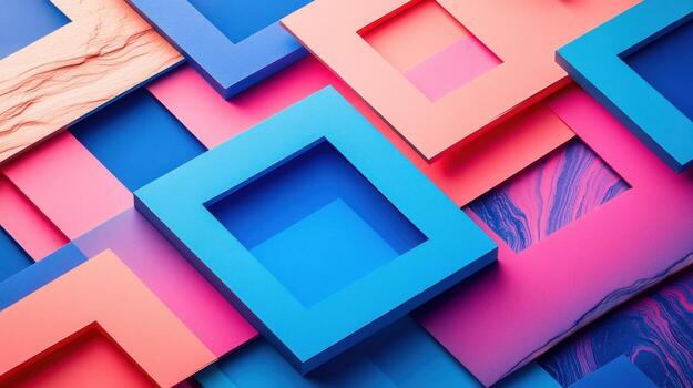Colorful abstract wall design with geometric shapes photo