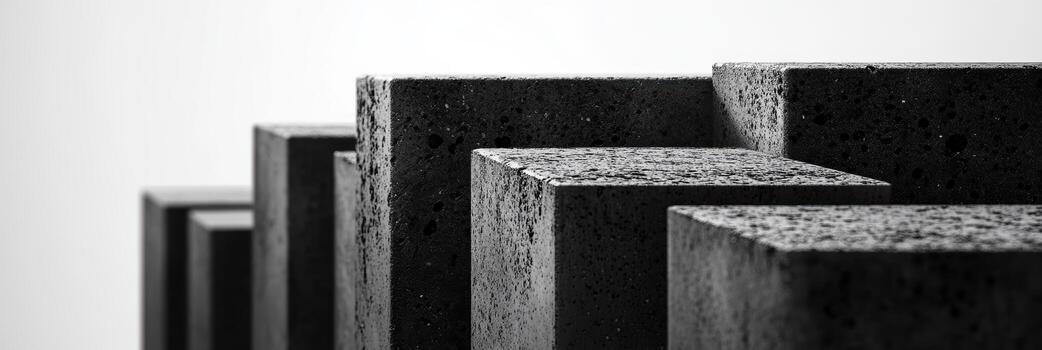 Abstract black and white blocks arranged in a modern design photo