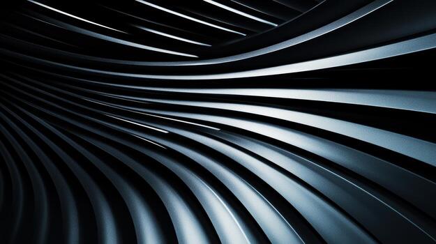 Curved metallic shapes create a dynamic visual pattern photo
