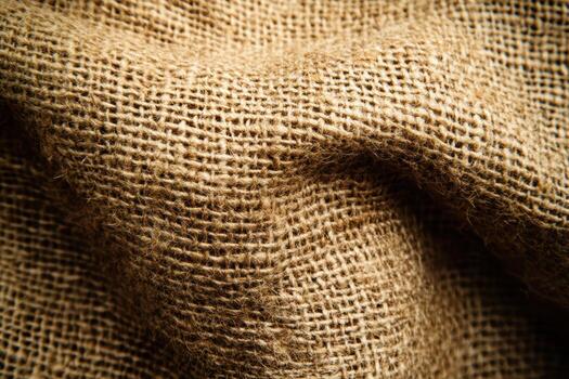 Close-up view of rustic burlap fabric for crafts and decor photo