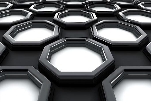 Black and white hexagonal pattern with shiny edges photo