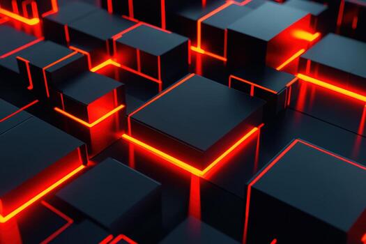 moderno negro cubitos con brillante rojo líneas foto