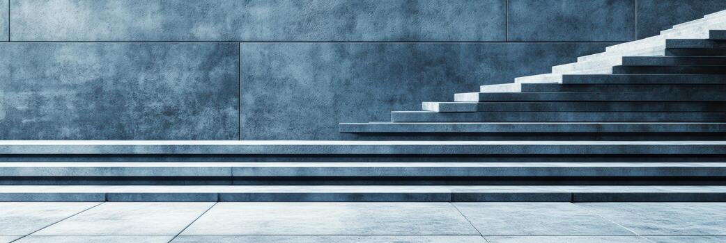 Modern concrete staircase with minimalist design in urban setting photo