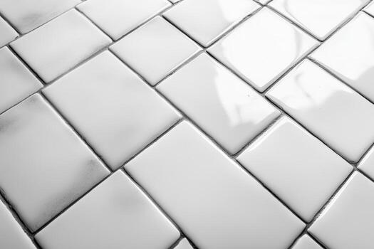 White ceramic tiles arranged in a modern pattern photo