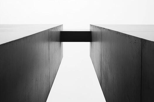 Minimalist architecture showing concrete structures reaching sky photo