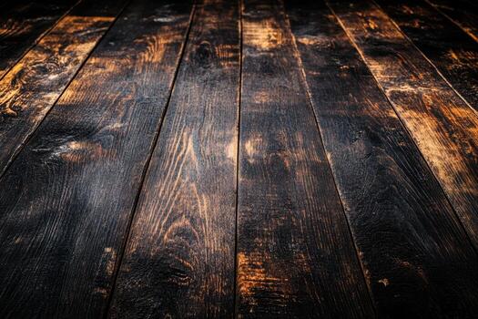 Dark wooden floor with rich textures and natural patterns photo
