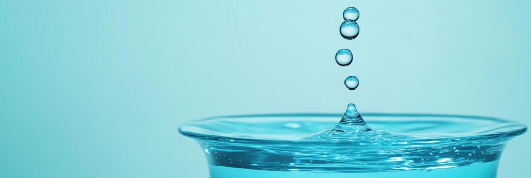 Droplets of water splashing in a clear bowl in soft light photo