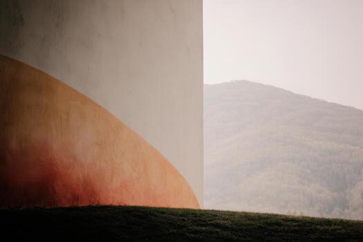 Scenic view of colorful wall and gentle hills at dawn photo