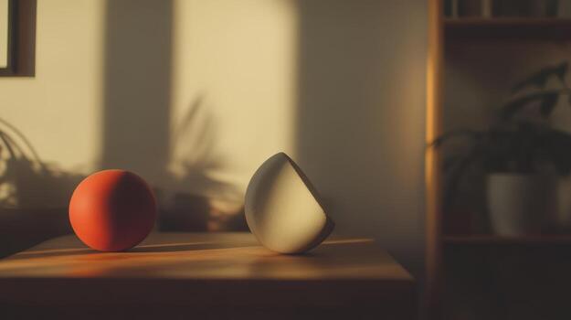 Colorful shapes casting shadows in warm afternoon light photo