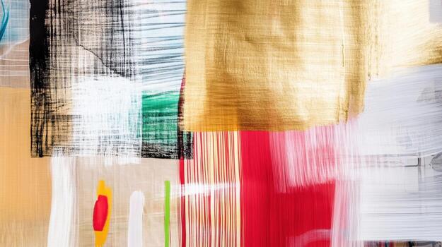 Colorful abstract painting with bold brush strokes and patterns photo