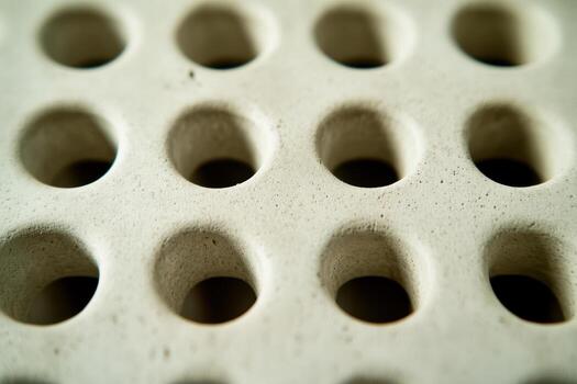 Close-up view of a textured surface with multiple holes photo