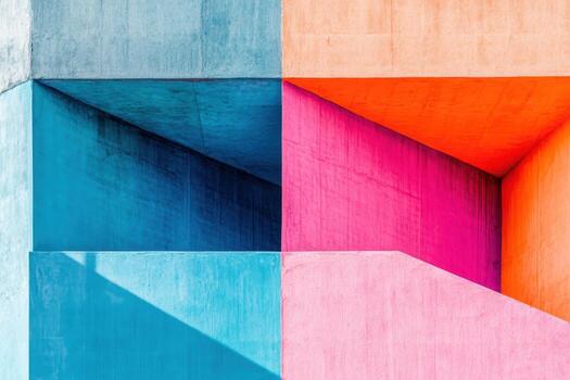 Colorful geometric patterns create visual interest in urban space photo