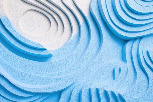 Creative blue layered design with curved patterns in 3D photo