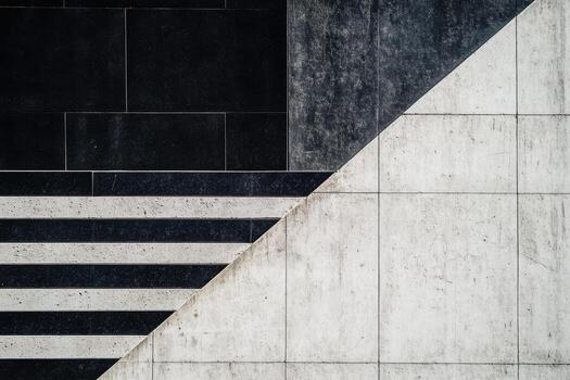 Geometric patterns in black and white concrete architecture photo