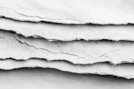 Close-up view of textured, crumpled paper stacks photo