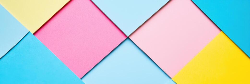 Bright paper squares form colorful geometric patterns photo