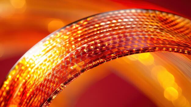 Bright orange abstract curved surface with a textured pattern photo