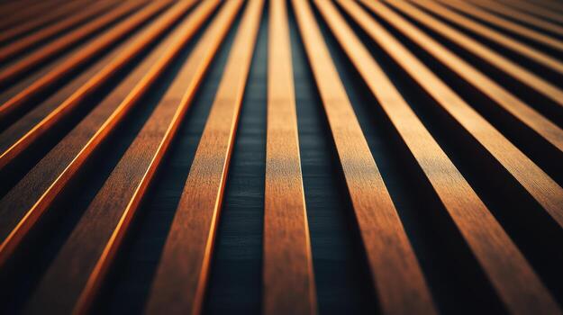 Wooden planks create a pattern in warm evening light photo
