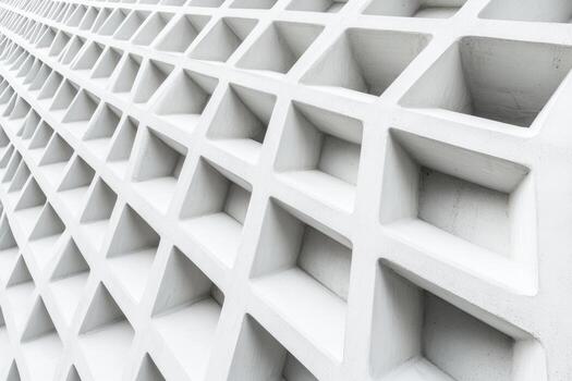 Unique textured wall design with geometric shapes in white photo