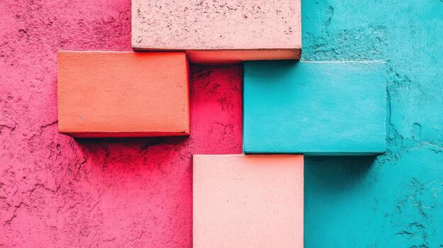 Bright colored blocks create a vibrant abstract design photo