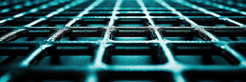 Textured metal surface with a grid pattern in cool tones photo