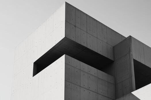 Modern architectural design featuring angular concrete shapes photo