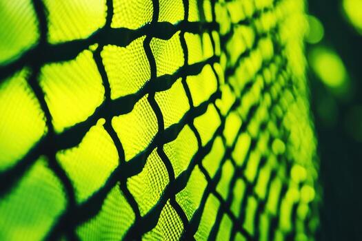 Close-up view of a bright green netting in nature photo