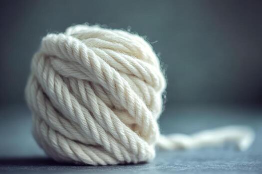 White rope ball resting on a flat surface photo