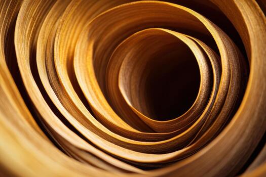 Spiraling layers of wood showcase intricate craftsmanship photo