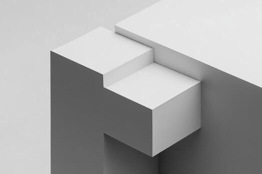 Modern geometric design featuring white cube structures photo