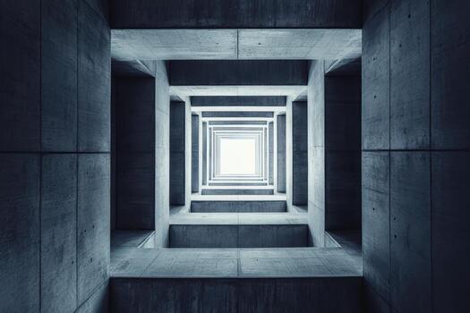 View from below a modern concrete architectural structure photo